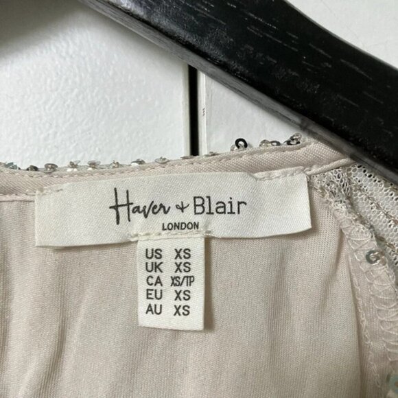 Haver Blair Silver Sequin Sparkling Long Sleeve Top Holiday Party XS - Picture 2 of 4